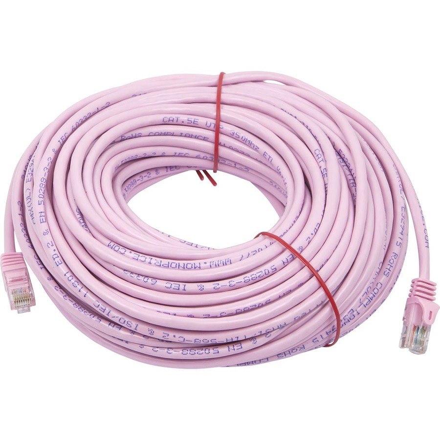 Monoprice FLEXboot Series Cat5e 24AWG UTP Ethernet Network Patch Cable, 100ft Pink
