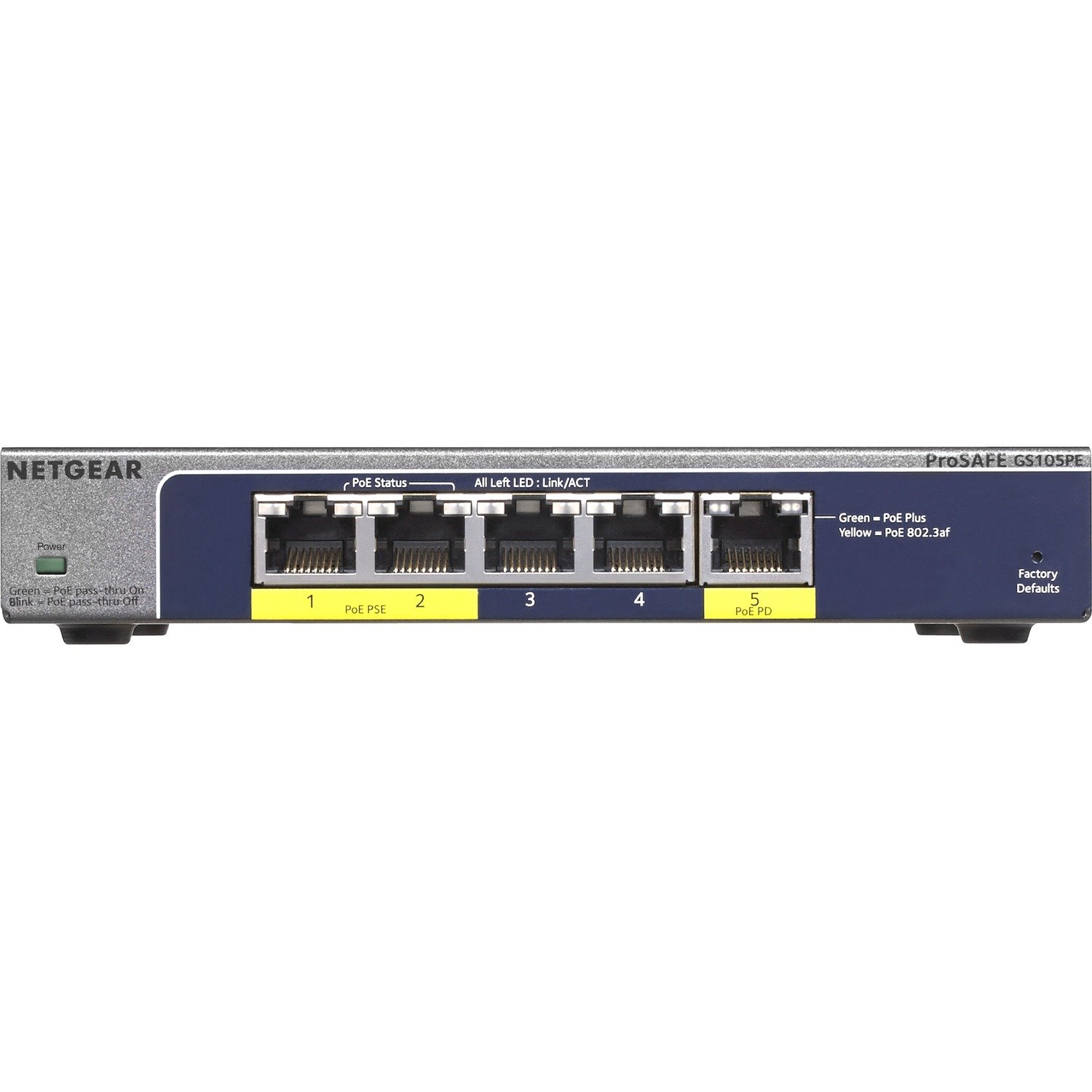 Netgear ProSafe GS105PE 5 Ports Manageable Ethernet Switch - 10/100/1000Base-T