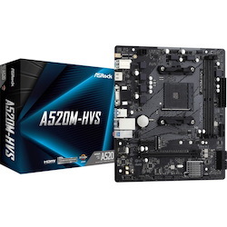 ASRock A520M-HVS Desktop Motherboard - AMD A520 Chipset - Socket AM4 - Micro ATX