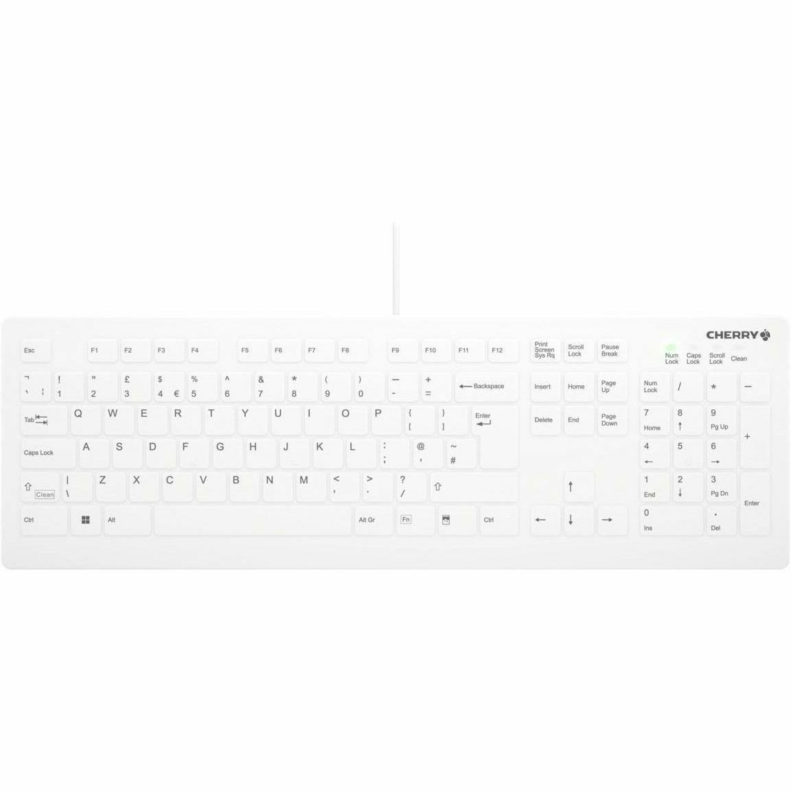 Active Key AK-C8112 Keyboard - Cable Connectivity - USB Type A Interface - English (UK) - White