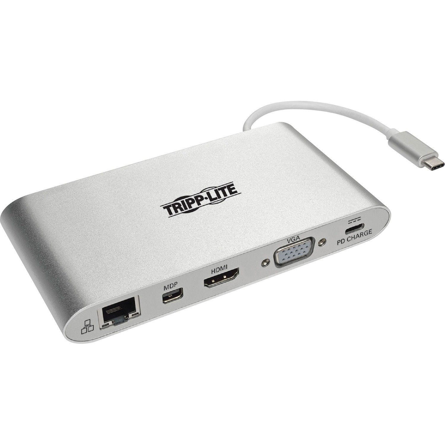 Eaton Tripp Lite Series USB-C Dock, Dual Display - 4K HDMI/mDP, VGA, USB 3.x (5Gbps), USB-A/C Hub, GbE, Memory Card, 100W PD Charging