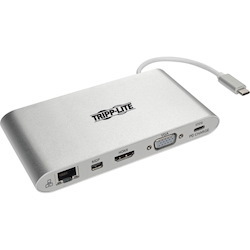 Tripp Lite by Eaton USB-C Dock Dual Display - 4K HDMI/mDP VGA USB 3.x (5Gbps) USB-A/C Hub GbE Memory Card 100W PD Charging