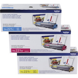 Brother TN221 Original Standard Yield Laser Toner Cartridge - Multi-pack - Cyan, Magenta, Yellow - 3 / Box