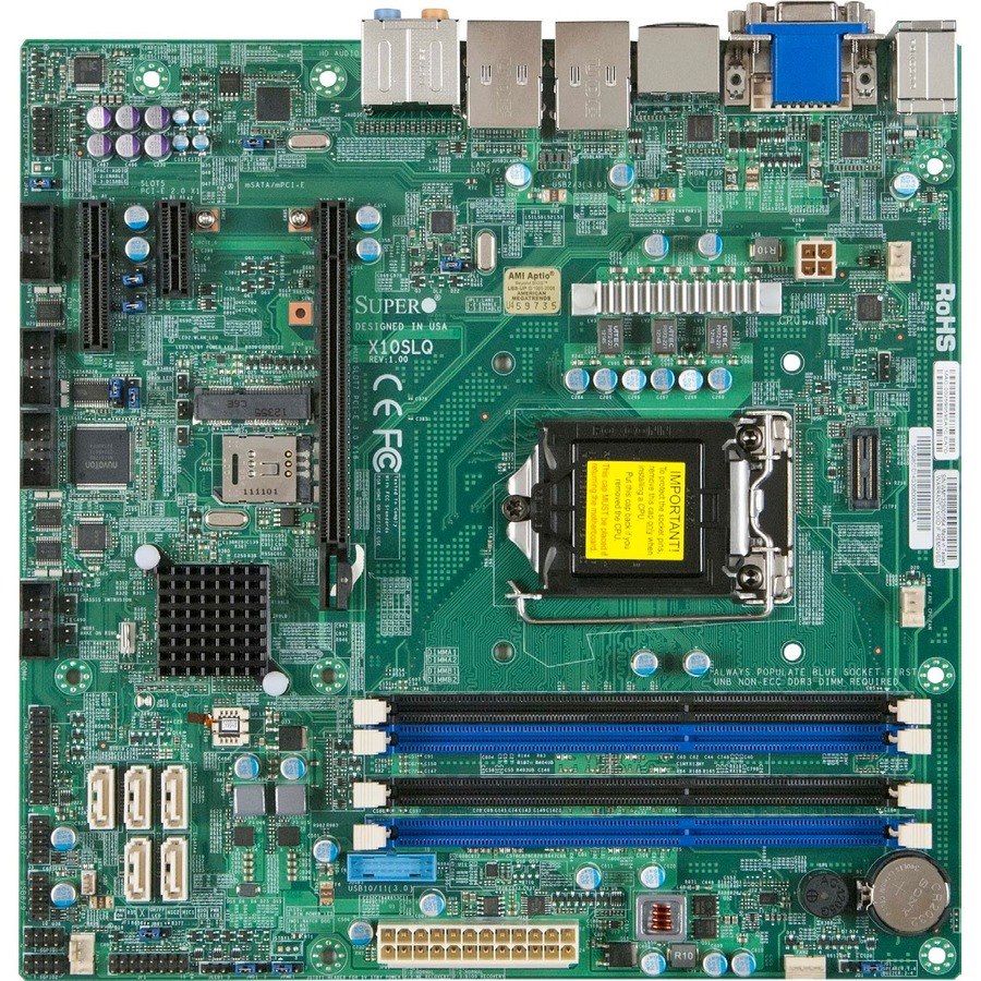 Supermicro X10SLQ-L Desktop Motherboard - Intel Q87 Express Chipset - Socket H3 LGA-1150 - Micro ATX