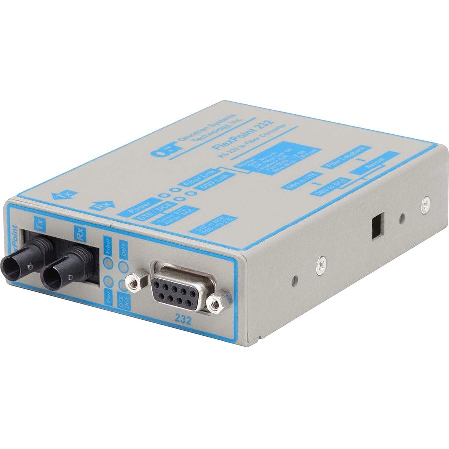 FlexPoint RS-232 Serial Fiber Media Converter DB-9 ST Multimode 5km