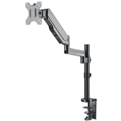 TV & Monitor Mount, Desk, Full Motion (Gas Spring), 1 screen, Screen Sizes: 10-27" , Black, Clamp or Grommet Assembly,VESA 75x75 to 100x100mm, Max 8kg, Lifetime Warranty