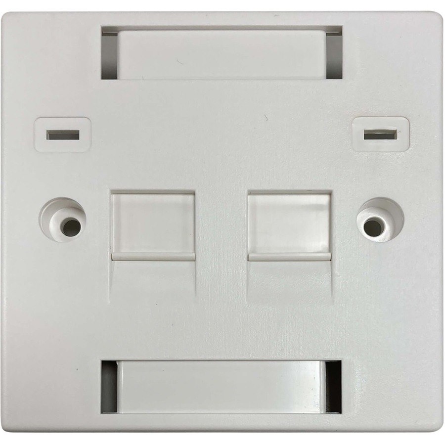 Eaton Tripp Lite Series 2-Port UK-Style Keystone Wall Plate, Unloaded Shuttered Module, Icon Tabs, White, TAA