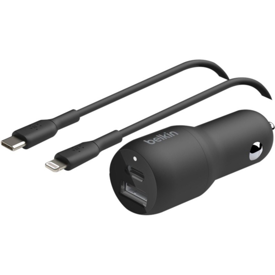 Belkin BoostCharge Dual Car Charger with PPS 37W (USB-C Cable with Lightning Connector included)