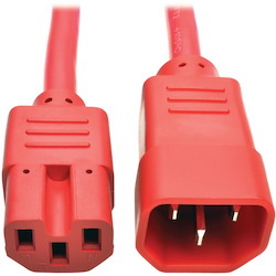 Eaton Tripp Lite Series Power Cord C14 to C15 - Heavy-Duty, 15A, 250V, 14 AWG, 2 ft. (0.61 m), Red