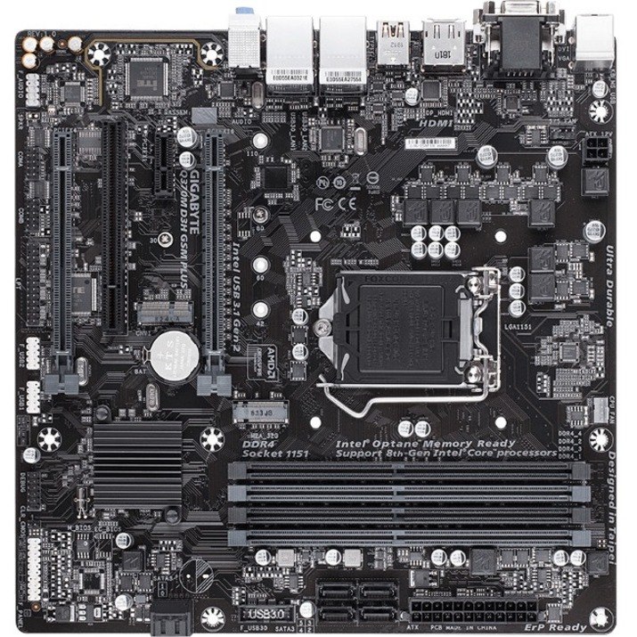 Gigabyte Q370M D3H GSM PLUS Desktop Motherboard - Intel Q370 Chipset - Socket H4 LGA-1151 - Intel Optane Memory Ready - Micro ATX