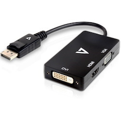 V7 Black Video Adapter DisplayPort Male to VGA Female + DVI-D Female + HDMI Female