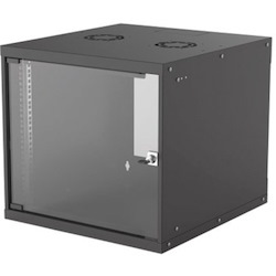 Network Cabinet, Wall Mount (Basic), 9U, 560mm Deep, Black, Flatpack, Max 50kg, Glass Door, 19" , Parts for wall installation not included, Three Year Warranty