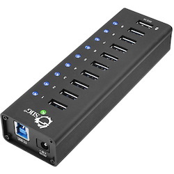 SIIG USB 3.0 9-Port HUB + 1-Port 2.1A Charging with 12V/5A Power Adapter