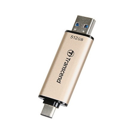 Transcend JetFlash 930C 512 GB USB 3.2 (Gen 1) Type A, USB 3.2 (Gen 1) Type C Flash Drive - Gold