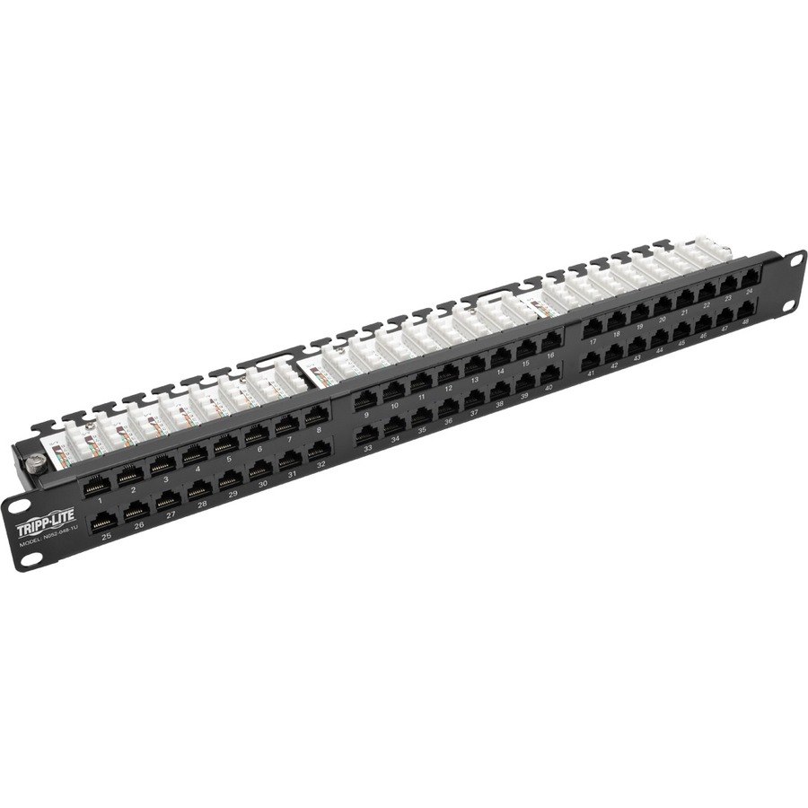 Tripp Lite by Eaton 48-Port 1U Rack-Mount High-Density UTP 110-Type Patch Panel, RJ45 Ethernet, 568B, Cat5/5e, TAA