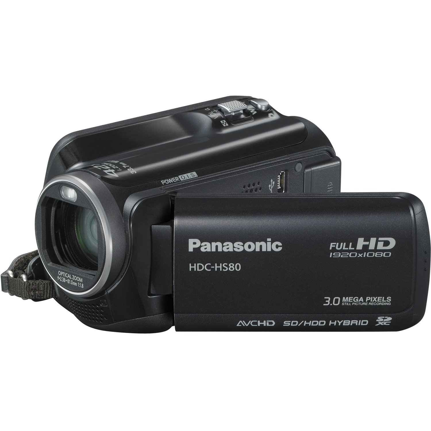 Panasonic HDC-HS80 Digital Camcorder - 6.9 cm (2.7") LCD Touchscreen - 1/5.8" Live MOS - Full HD - Black