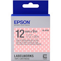 Epson LabelWorks Standard LK Tape Cartridge ~1/2" Gray on Pink Polka-Dot