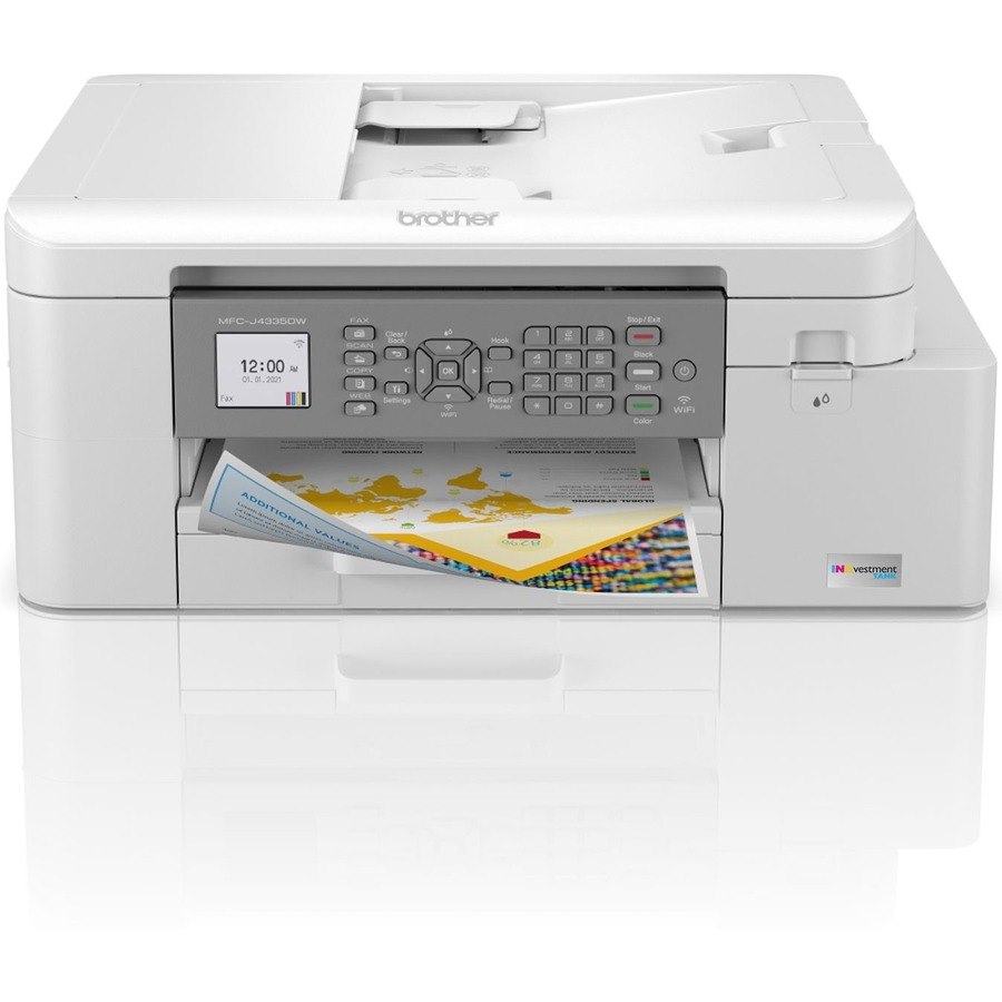 Brother INKvestment Tank MFC-J4335DW Inkjet Multifunction Printer-Color-Copier/Fax/Scanner-4800x1200 dpi Print-Automatic Duplex Print-30000 Pages-150 sheets Input-Color Flatbed Scanner-2400 dpi Optical Scan-Wireless LAN-Mopria-Brother Mobile Connect