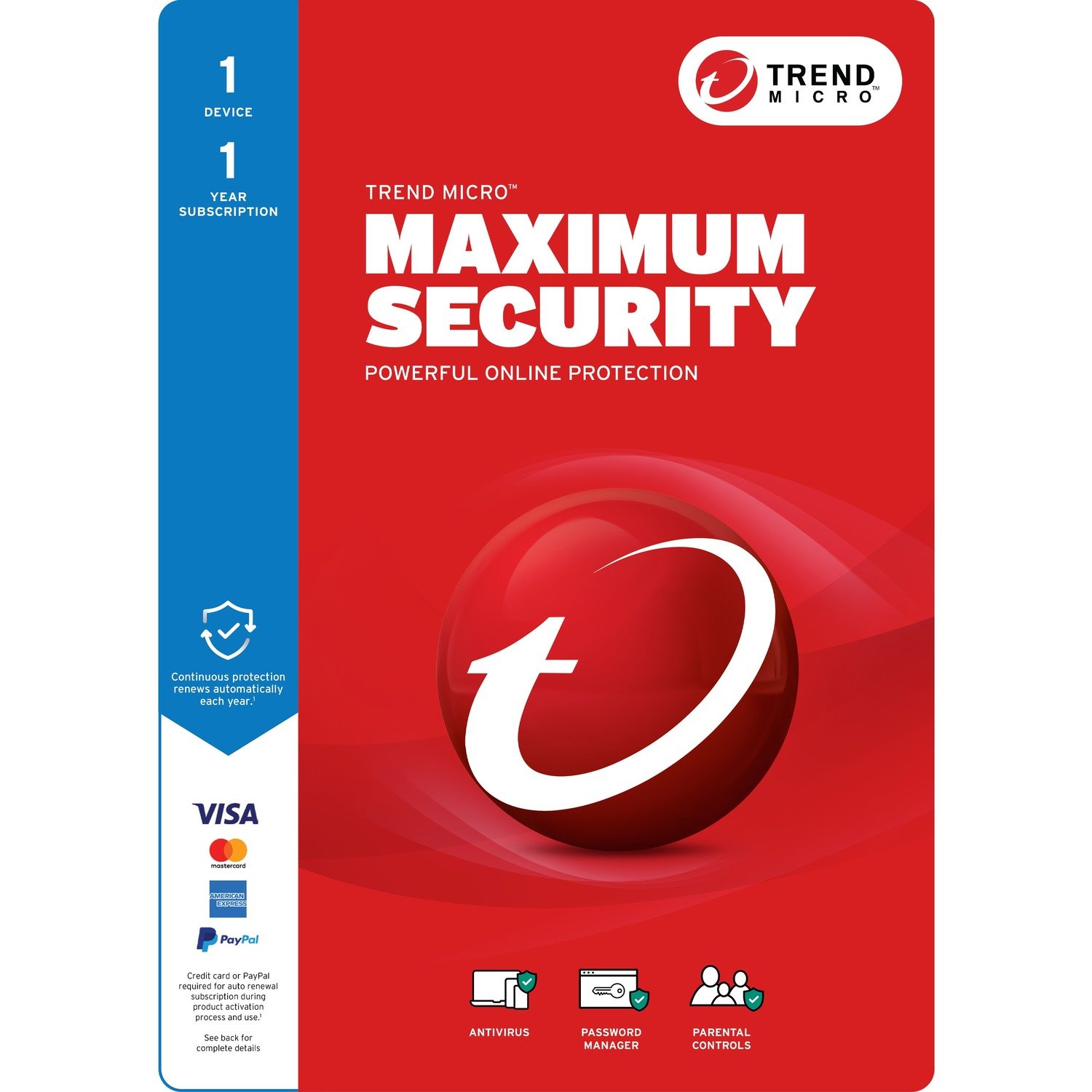 Trend Micro Maximum Security Add-on - Subscription - 1 Device - 1 Year