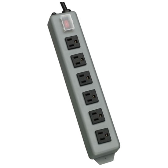 Tripp Lite by Eaton Industrial Power Strip, 6 Right-Angle Outlets, 15 ft. (4.6 m) Cord, Mounting Tabs