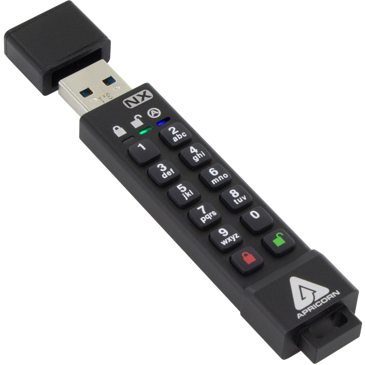 Apricorn Aegis Secure Key 3NX 8 GB USB 3.0 Flash Drive - Black - 256-bit AES
