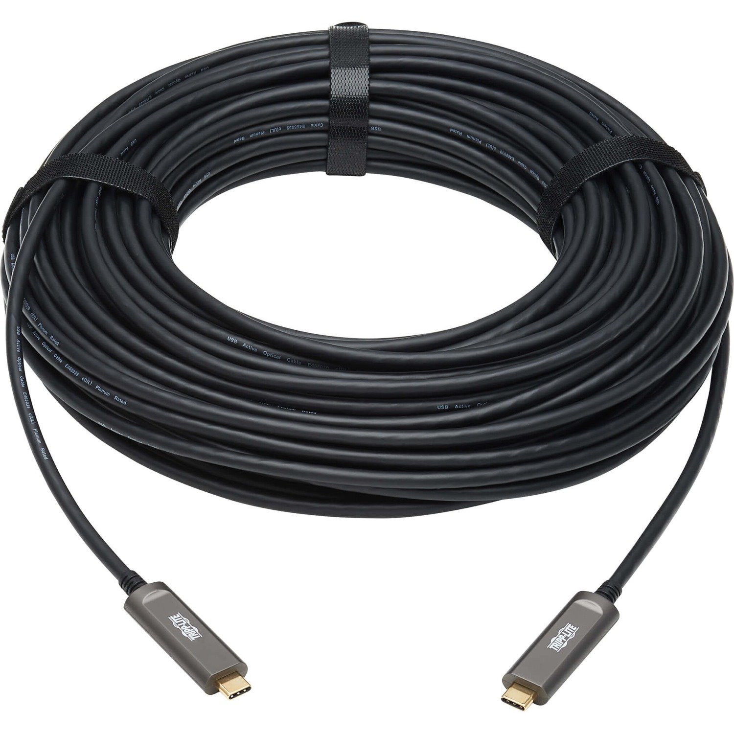 Tripp Lite by Eaton USB-C AOC Cable (M/M) - USB 3.2 Gen 2 (10 Gbps) Plenum-Rated Fiber Active Optical Cable - Data Only, Black, 30 m (98 ft.)