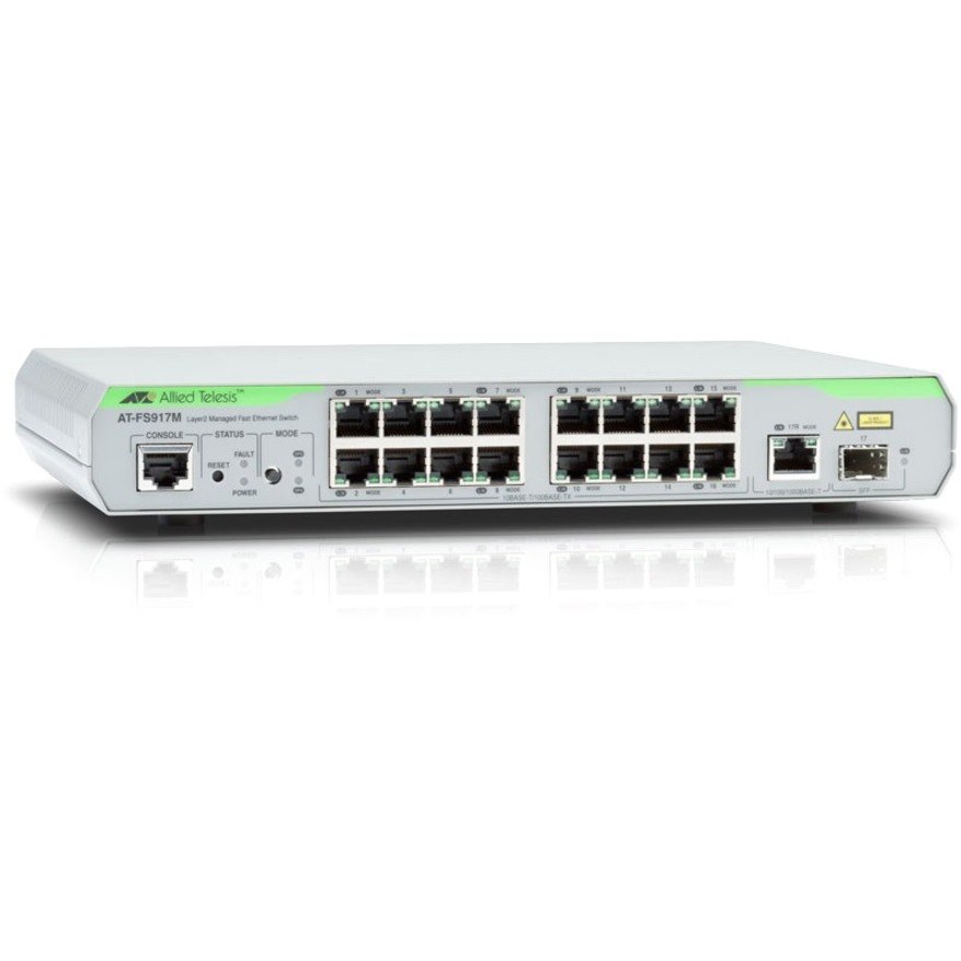 Allied Telesis CentreCOM FS900M AT-FS917M-10 17 Ports Manageable Ethernet Switch - Fast Ethernet, Gigabit Ethernet - 10/100Base-T, 10/100/1000Base-T, 1000Base-X
