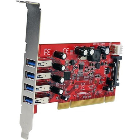 StarTech.com 4 Port PCI SuperSpeed USB 3.0 Adapter Card with SATA/SP4 Power - 5Gbps