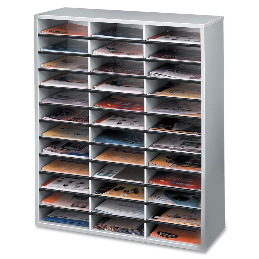 Fellowes Litrature Organizer - 36 Compartment, Letter, Dove Gray