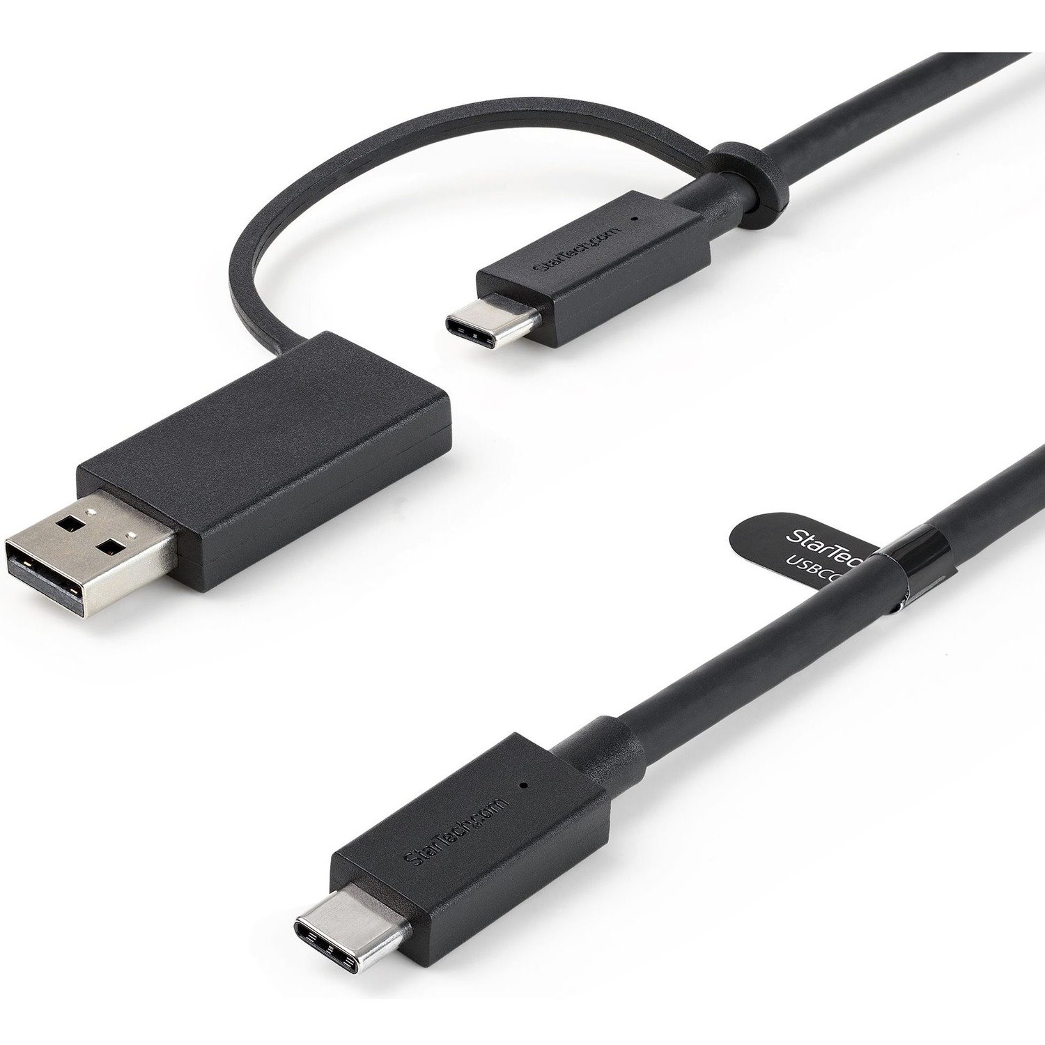 StarTech.com 3ft/1m USB-C Cable with USB-A Adapter Dongle, USB-C to C (10Gbps/PD), USB-A to C (5Gbps), 2-in-1 USB C Cable for Hybrid Dock