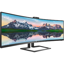 Philips Brilliance 499P9H1 49" Class Webcam 5K UHD Curved Screen LCD Monitor - 32:9 - Black