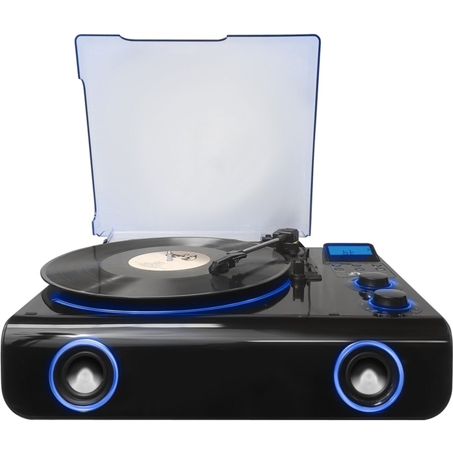 VICTOR Beacon 5-in-1 Turntable System with Blue LED Accent Lighting - Black