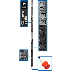 Tripp Lite by Eaton PDU 25.2kW 200-240V 3PH Switched PDU - LX Interface Gigabit 24 Outlets IEC 309 60A Red 380-415V Input Outlet Monitoring LCD 1.8 m Cord 0U 1.8 m Height TAA