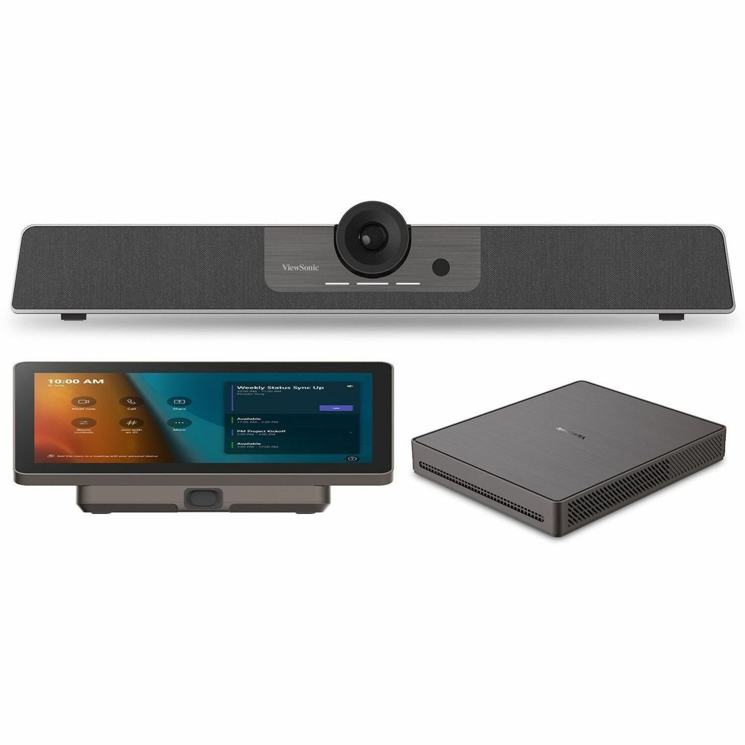 ViewSonic TeamJoin TRS10-UB Bundle Certified for Microsoft Teams Rooms includes MPC310-W31-TU Computing Engine mini-PC, MRC1010-TN 10-inch touch console, and UMB202 3-in-1 4K UHD Video Conference Camera