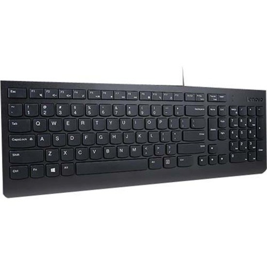 Lenovo Essential Rugged Keyboard - Cable Connectivity - USB Type A Interface - French - AZERTY Layout - Black