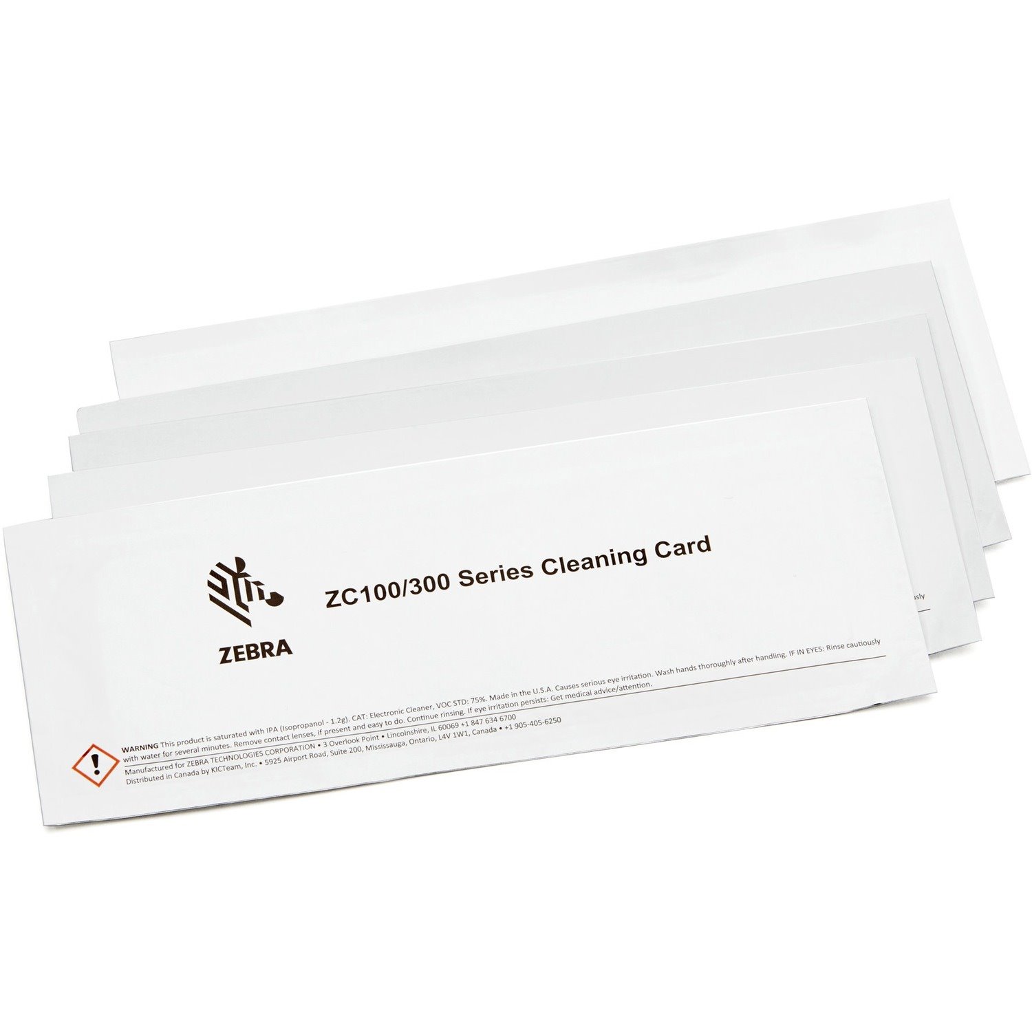 Zebra Cleaning Card Kit (Improved), ZC100/300, 5 Cards
