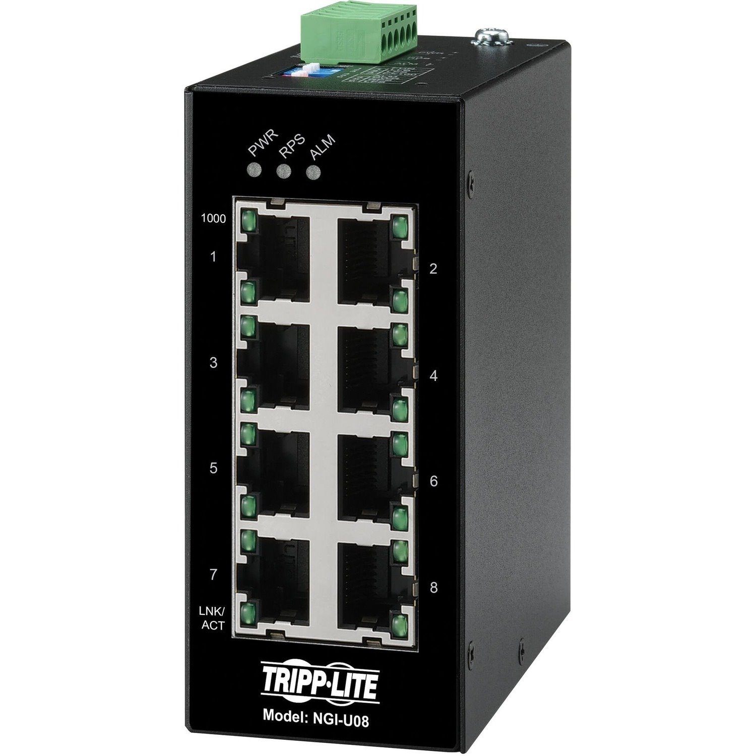 Eaton Tripp Lite Series 8-Port Unmanaged Industrial Gigabit Ethernet Switch - 10/100/1000 Mbps, DIN Mount, TAA