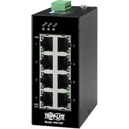 Tripp Lite by Eaton 8-Port Unmanaged Industrial Gigabit Ethernet Switch - 10/100/1000 Mbps DIN Mount - TAA Compliant