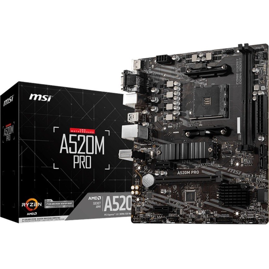 MSI A520M PRO Desktop Motherboard - AMD A520 Chipset - Socket AM4 - Micro ATX