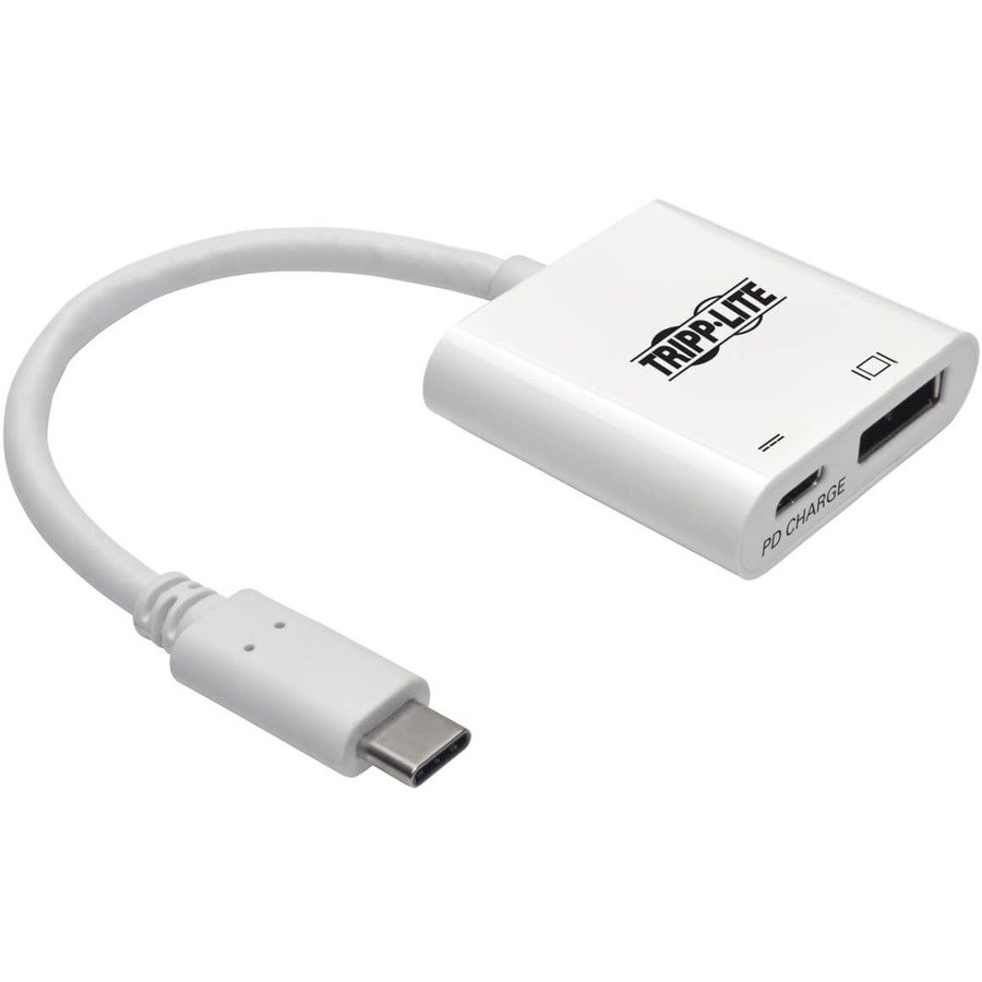 Eaton Tripp Lite Series USB-C to DisplayPort Active Adapter Cable with Equalizer (M/F), UHD 8K, HDR, 60W PD Charging, White, 6 in. (15.2 cm)