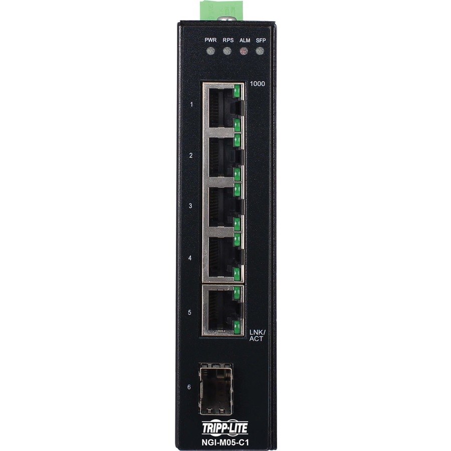 Eaton Tripp Lite Series 5-Port Managed Industrial Gigabit Ethernet Switch - 10/100/1000 Mbps, GbE SFP Slot, -40&deg; to 75&deg;C, DIN Mount, TAA