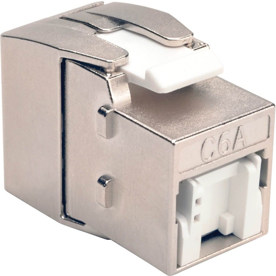 Tripp Lite by Eaton Toolless Shielded Cat6a Keystone Jack, PoE/PoE+ Compliant, Shuttered - Silver, TAA