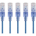 Monoprice 5-Pack, SlimRun Cat6A Ethernet Network Patch Cable, 10ft Blue