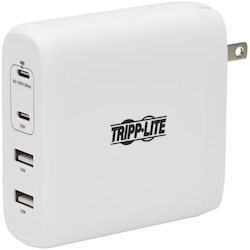 Tripp Lite by Eaton 4-Port Compact USB Wall Charger - GaN Technology, 100W PD Charging, 2 USB-C & 2 USB-A, White