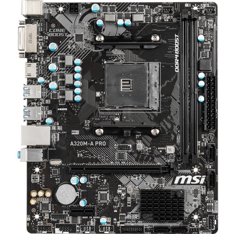 MSI A320M-A PRO Desktop Motherboard - AMD A320 Chipset - Socket AM4 - Micro ATX