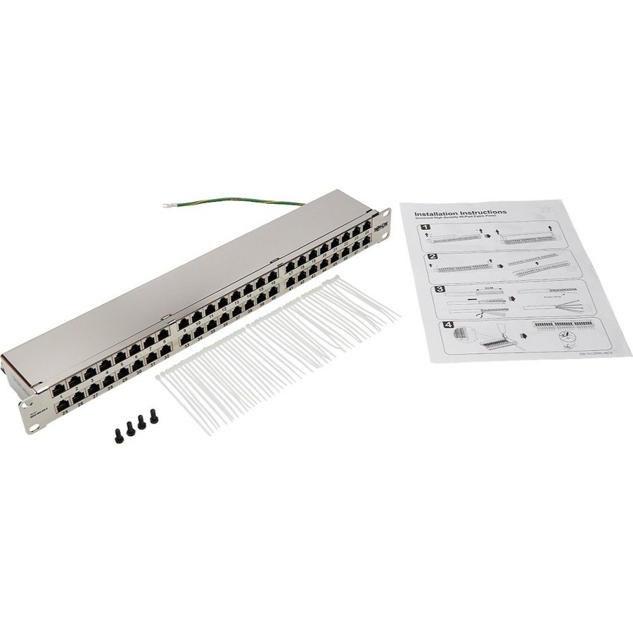 Tripp Lite by Eaton Cat5e/Cat6 48-Port Patch Panel - Shielded, Krone IDC, 568A/B, RJ45 Ethernet, 1U Rack-Mount, TAA