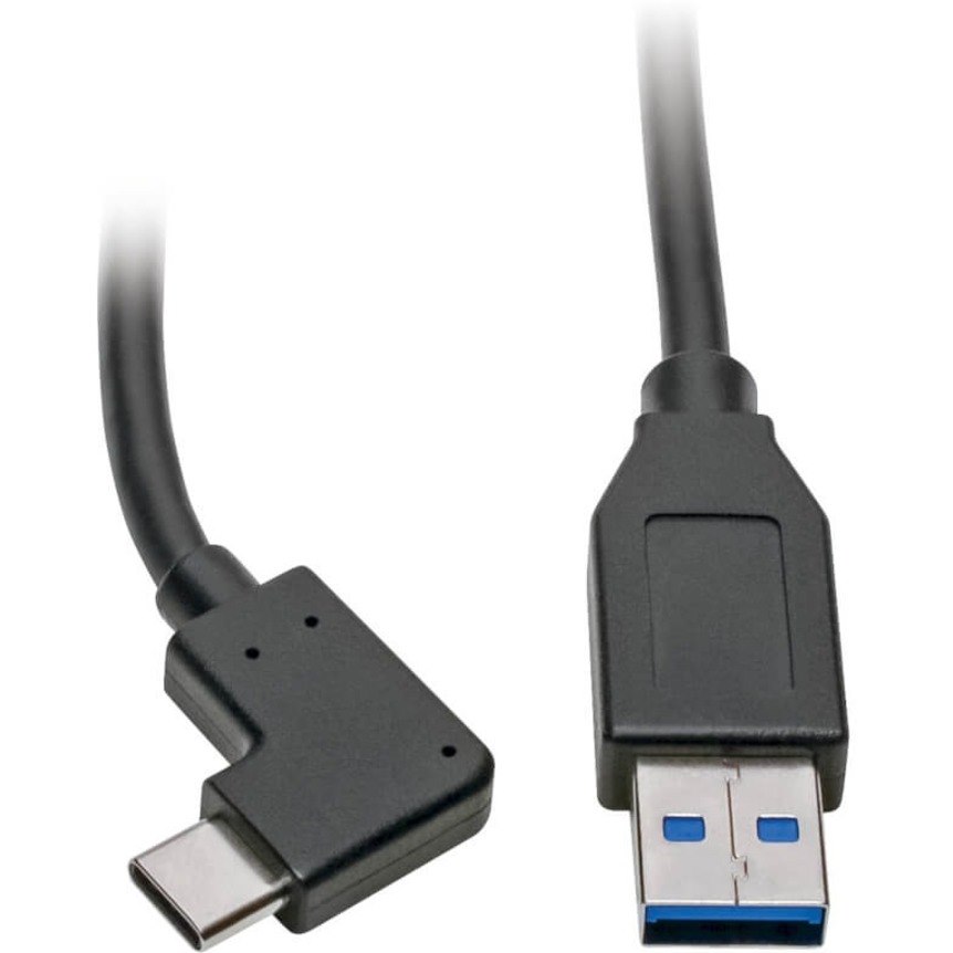 Eaton Tripp Lite Series USB-C to USB-A Cable (M/M), Right-Angle C, USB 3.2 Gen 1 (5 Gbps), Thunderbolt 3 Compatible, 3 ft. (0.91 m)