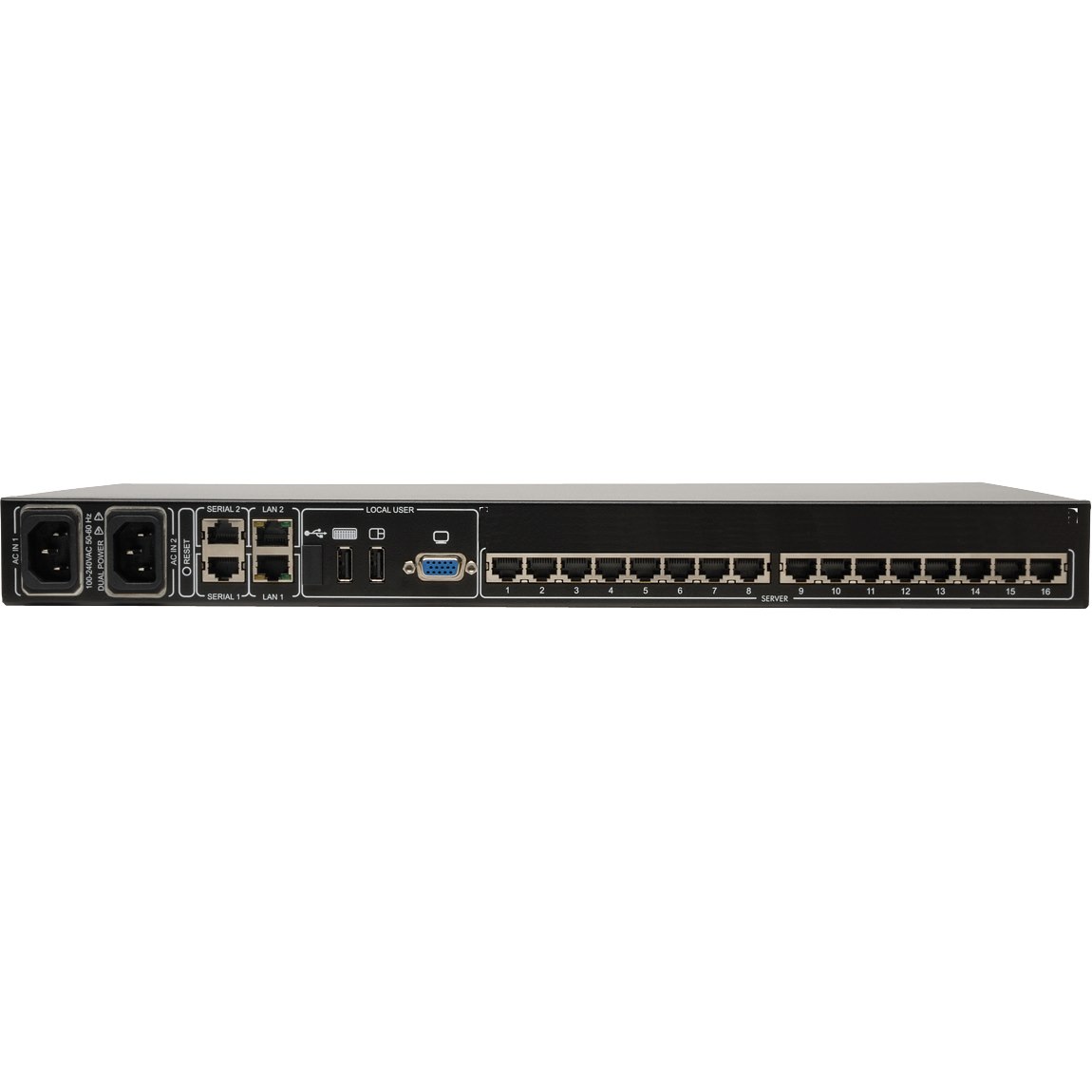 Tripp Lite by Eaton NetCommander 16-Port Cat5 KVM over IP Switch - 2 Remote + 1 Local User, 1U Rack-Mount