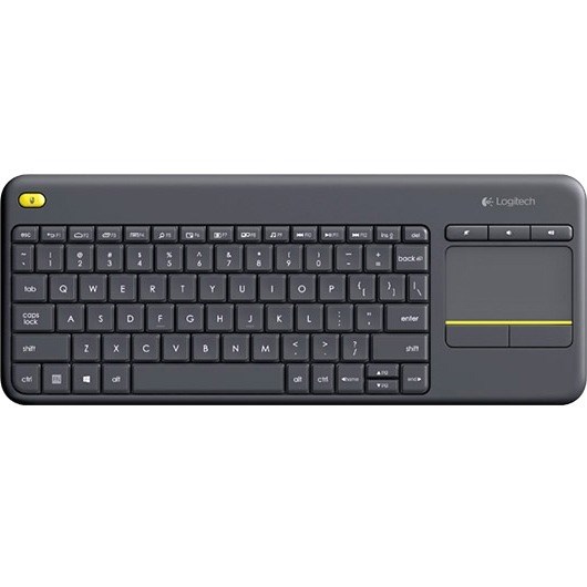 Logitech K400 Plus Keyboard - Wireless Connectivity - USB Interface - TouchPad - QWERTY Layout - Black
