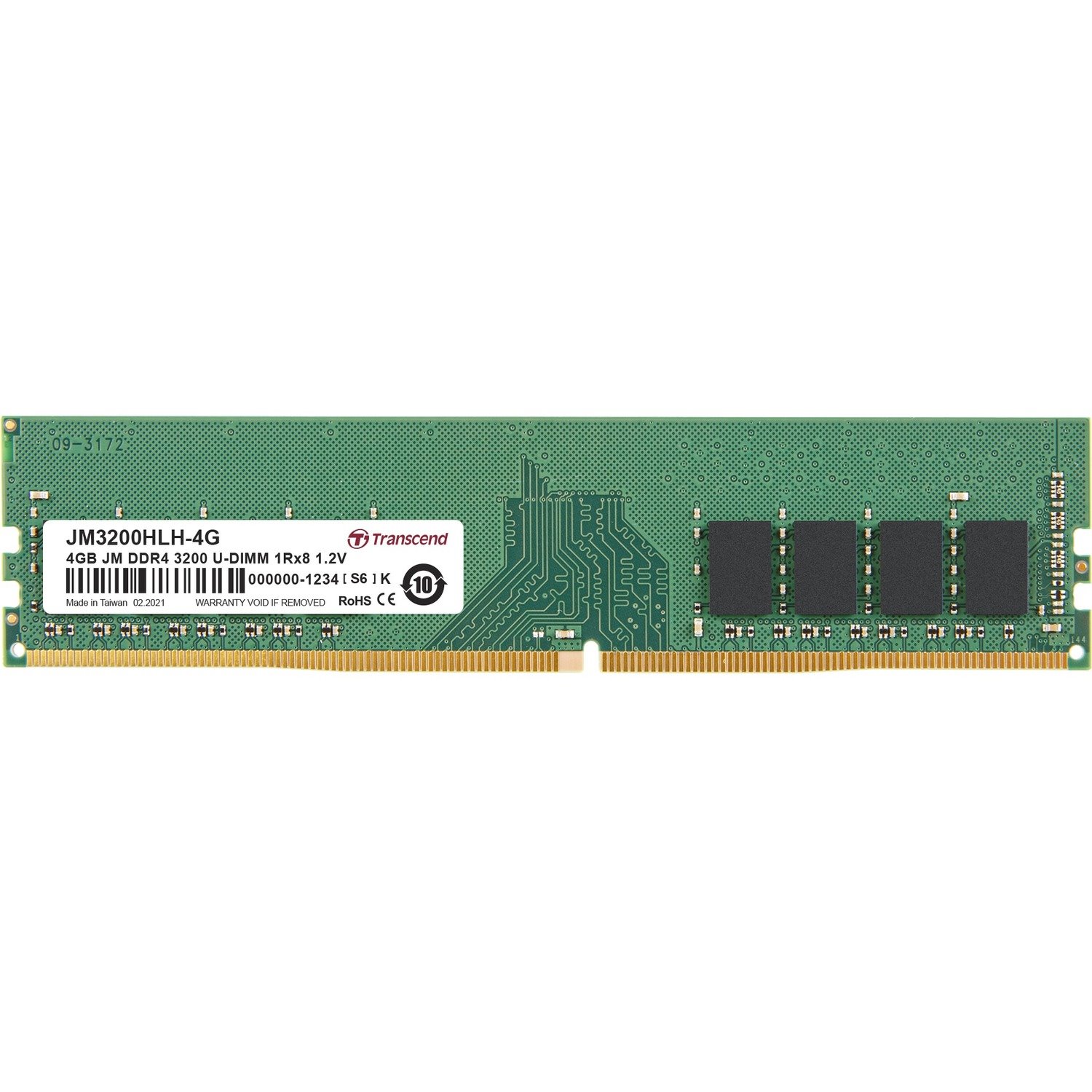 Transcend JetRAM RAM Module for Desktop PC, Motherboard - 4 GB (1 x 4GB) - DDR4-3200/PC4-25600 DDR4 SDRAM - 3200 MHz Single-rank Memory - CL22 - 1.20 V